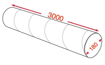 Воздуховод спирально-навивной 180х3000мм (0,5мм) УТ2,5 цинк