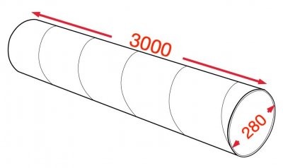 Воздуховод спирально-навивной 280х3000мм (0,5мм) УТ2,5 цинк