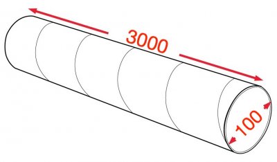 Воздуховод спирально-навивной 100х3000мм (0,5мм) УТ2,5 цинк
