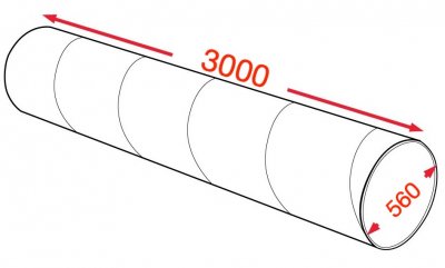 Воздуховод спирально-навивной 560х3000мм (0,7мм) УТ2,5 цинк