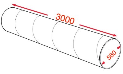 Воздуховод спирально-навивной 560х3000мм (0,7мм) УТ2,5 цинк
