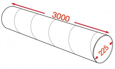 Воздуховод спирально-навивной 225х3000мм (0,5мм) УТ2,5 цинк