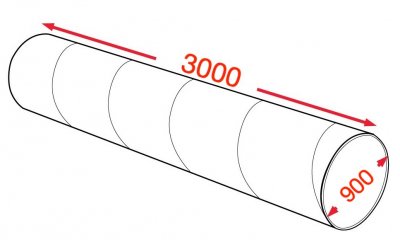 Воздуховод спирально-навивной 900х3000мм (1,0мм) УТ2,5 цинк