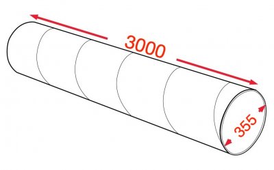 Воздуховод спирально-навивной 355х3000мм (0,7мм) УТ2,5 цинк