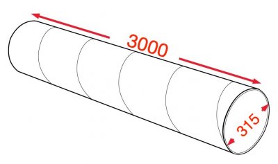 Воздуховод спирально-навивной 315х3000мм (0,7мм) УТ2,5 цинк