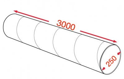 Воздуховод спирально-навивной 250х3000мм (0,5мм) УТ2,5 цинк