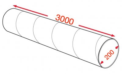 Воздуховод спирально-навивной 200х3000мм (0,5мм) УТ2,5 цинк