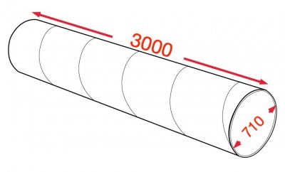 Воздуховод спирально-навивной 710х3000мм (0,7мм) УТ2,5 цинк