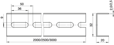 Швеллер К-347 L-1000 (2,0мм) УТ2,5 цинк