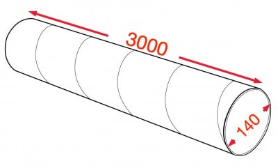 Воздуховод спирально-навивной 140х3000мм (0,5мм) УТ2,5 цинк