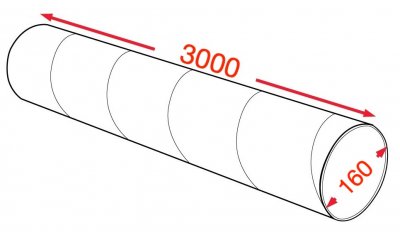 Воздуховод спирально-навивной 160х3000мм (0,5мм) УТ2,5 цинк
