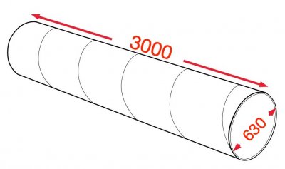 Воздуховод спирально-навивной 630х3000мм (0,7мм) УТ2,5 цинк